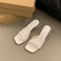 French high-heeled slippers: new 2024 women's summer outdoor square-toe stiletto thong sandals with bow detail - versatile and chic