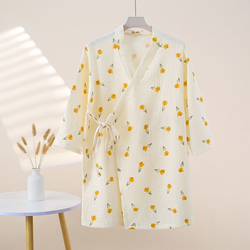 Class a pure cottonkids pajamassummer thin bath towel bathrobe baby cartoon home clothes nightgown air conditioning clothes yh
