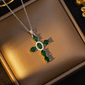X8261-silver green zirconium necklace