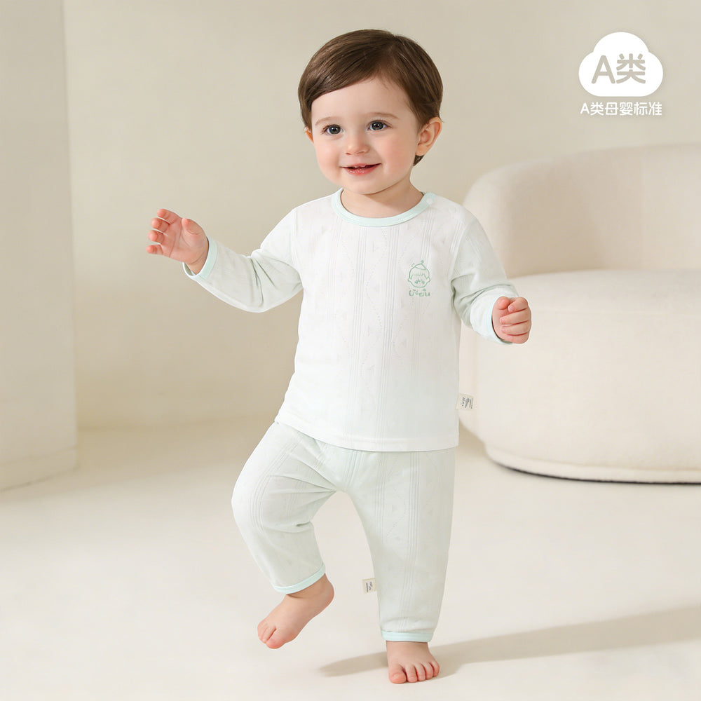 Baby two-piece pajama set - summer long sleeve air conditioning suit - lightweight summer loungewear for babies
