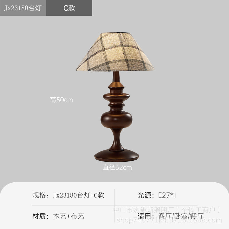 Vintage-inspired cotton linen lampshade bedside table lamp - perfect for bedroom, b&b, study, and creating a retro ambiance