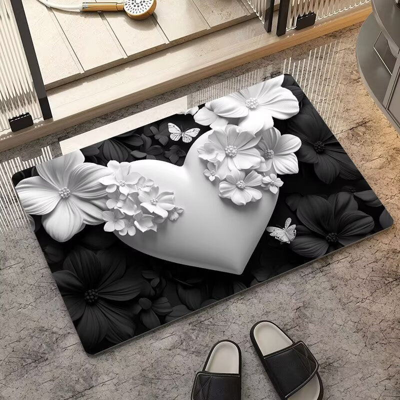 stereo butterfly soft diatom mud kitchen floor mat bathroom door absorbent quick-drying mat non-slip mat bathroom carpet