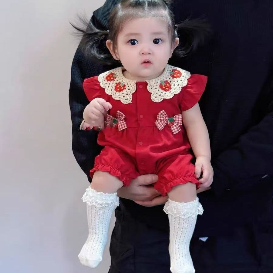 Summer clothes thin flying sleeves summer clothes newborn onesie baby girl outwear romper romper little princess style