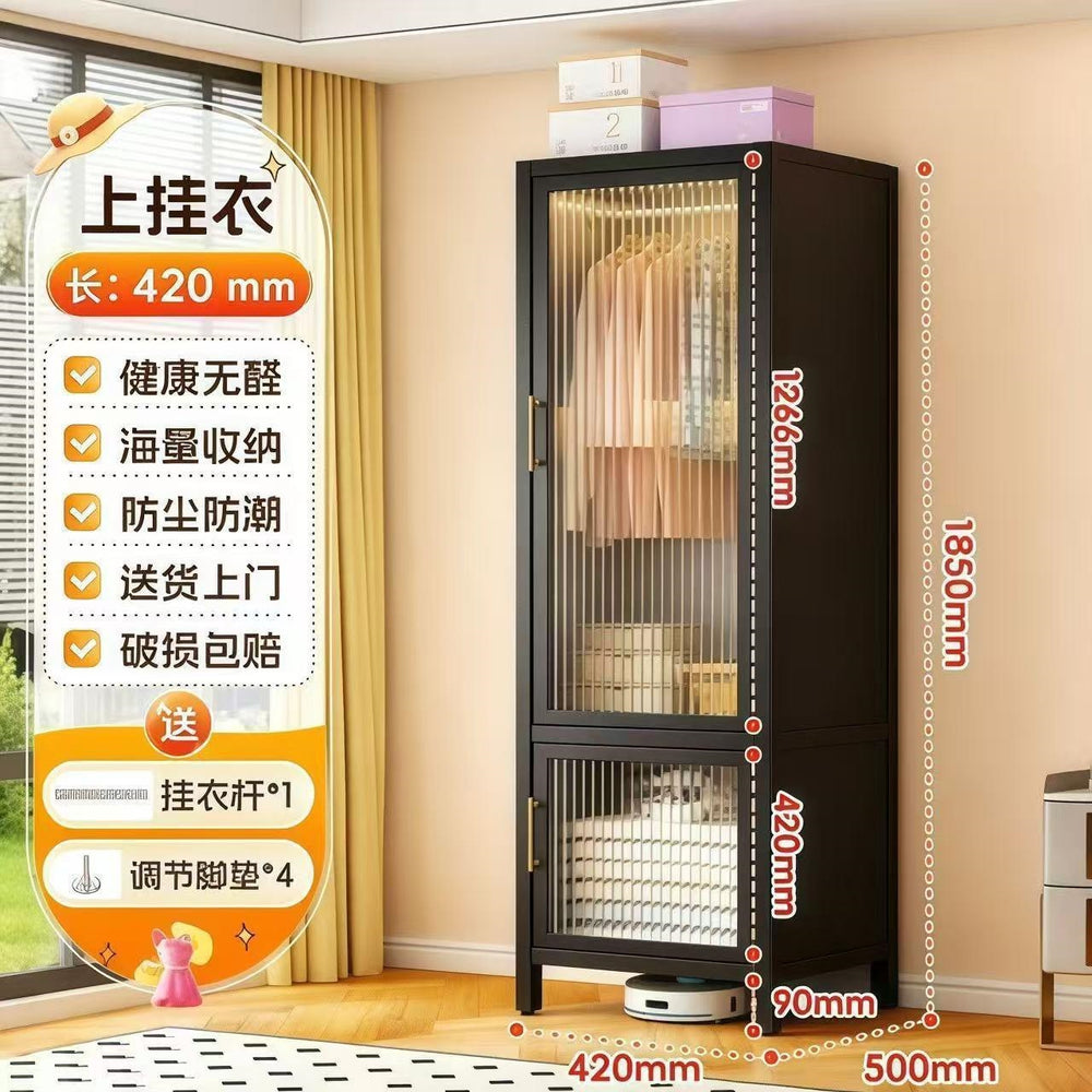 Large capacity steel wardrobe bedroom for home wardrobe rental metal floor standing clothes rack simple assembly storage cabinet