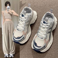 Chunky platform sneakers for women, 2026 new spring/summer collection, breathable mesh, student running shoes, trendy street style, lightweight casual athletic shoes