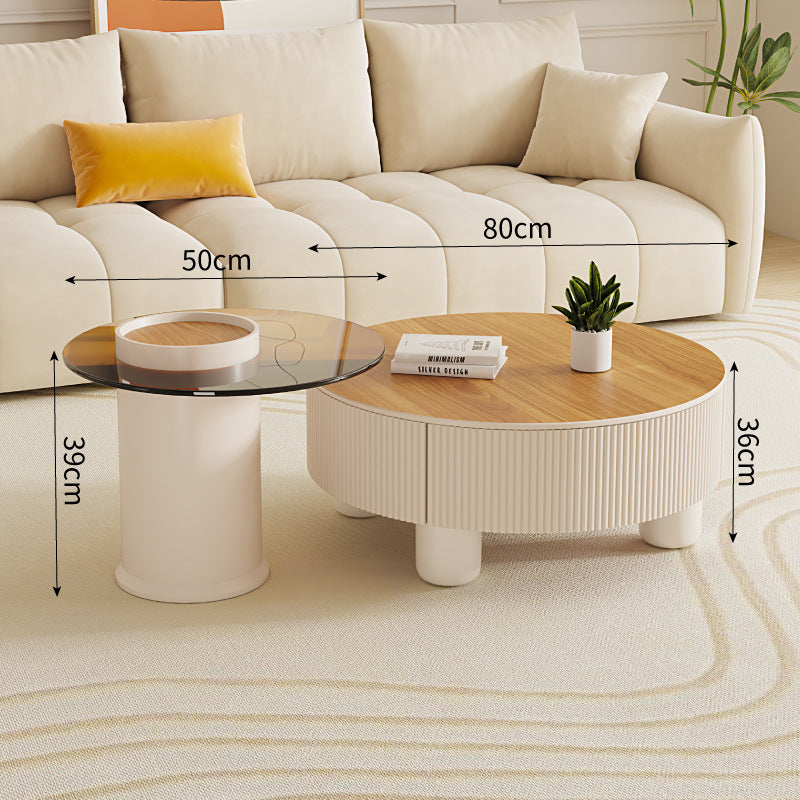 French cream style coffee table light luxury normcore living room slate coffee table modern small apartment storage scandinavian round combination