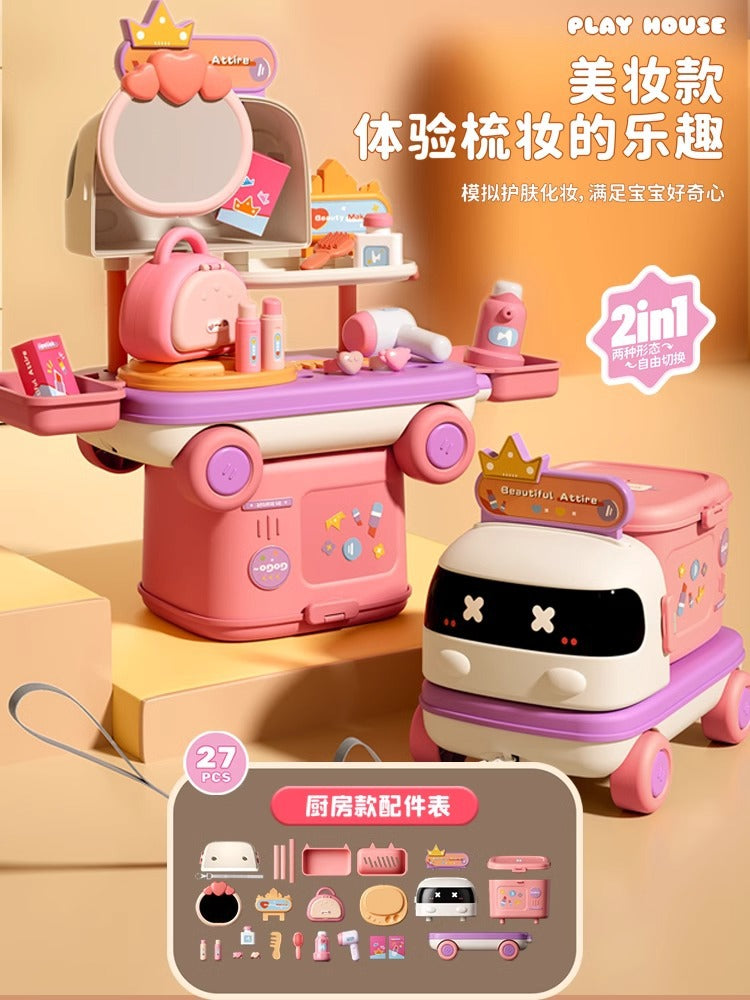 Girls' princess vanity table - pretend play makeup toy for kids - educational birthday gift for 3-year-old baby girls