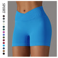 European and american high-waisted stretch running & fitness shorts - criss-cross waist, peach lift, tight-fit yoga pants, seamless athletic shorts