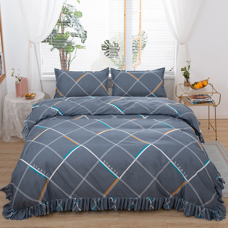 Korean style lace duvet cover, king size 220*240cm, princess duvet cover, student dorm single duvet cover, cartoon wedding bedding