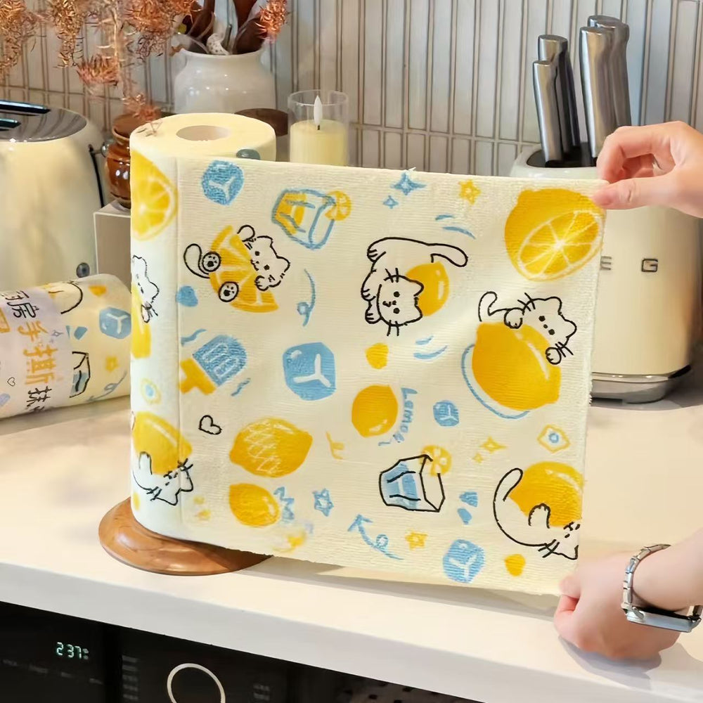 10a antibacterial ice lemon cat hand tear rag painted kitchen monthly disposable breakpoint hand tear kitchen special dishwashing cloth