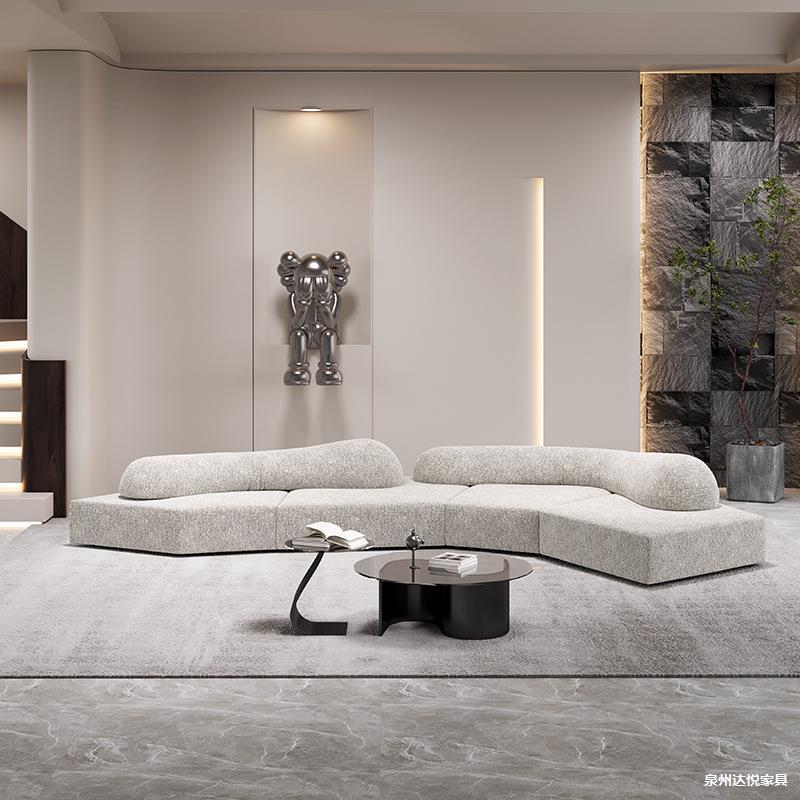 Italian rock fabric sofa - irregular modular sofa set for large villas and apartments - custom shaped sectional for high-rise living spaces