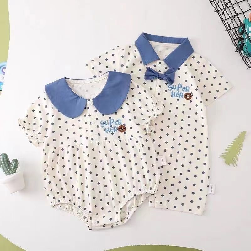 Newborn summer casual short-sleeve outfit, full-month baby triangle bodysuit, baby fashion romper, harem pants