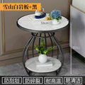 Rock slab small coffee table for home small apartment side table living room balcony round tea table double-layer storage beauty salon small table