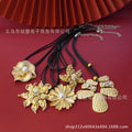 classic leather chain buckle imitation artificial pearl pendant flower sea star shell design pendant suitable for women's parties