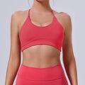 Eco-friendly biodegradable new fabric outerwear sports tank top with beautiful back straps, padded bra, fitness tank top, stretchy yoga top