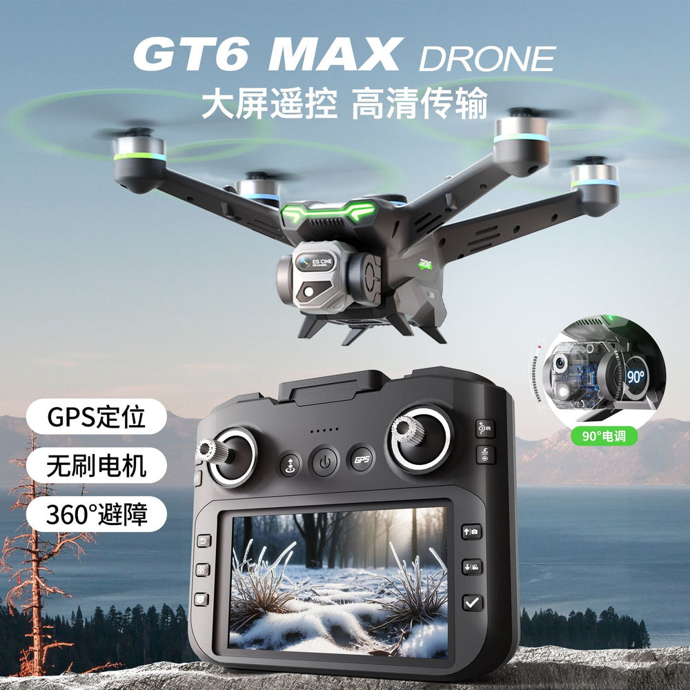 Gt6 drone: gps auto-return, hd aerial photography, extended flight time, brushless motor, 5.64inch large screen remote control aircraft