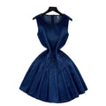 Classy sense of niche fashion sleeveless round neck denim dress for women summer waist slimming lookelegant pleated vest dress