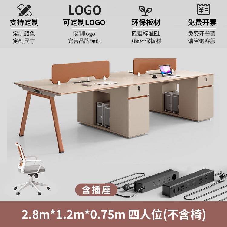 Office desk and chair set - 4/6 seater - minimalist modern office table with partition workstations, computer desk, and booth seating