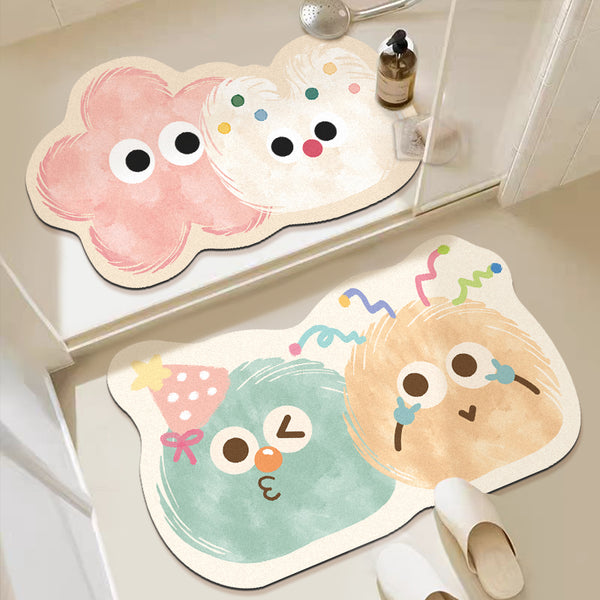 Cartoon bathroom absorbent floor mat, diatom mud non-slip foot pad at the door of the bathroom, household toilet quick-drying carpet free shipping