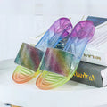 2024 new fashion women's slippers - summer rhinestone stylish ladies' outdoor wear, girly heart-shaped flat color block sandals