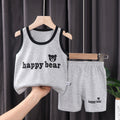Kids' tank top set - summer new arrival: pure cotton girls' shorts outfit, korean style sleeveless set for baby boys and girls