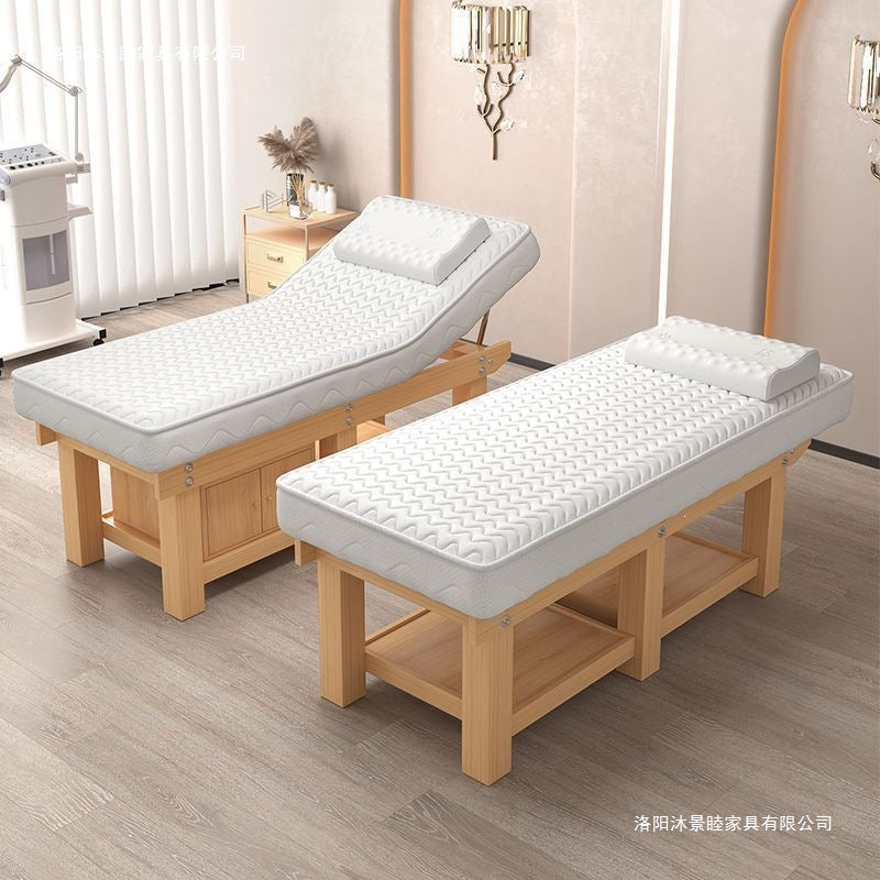 Latex solid wood beauty bed, beauty salon massage bed, physiotherapy bed, ear picking, tattoo, eyelash moxibustion massage bed