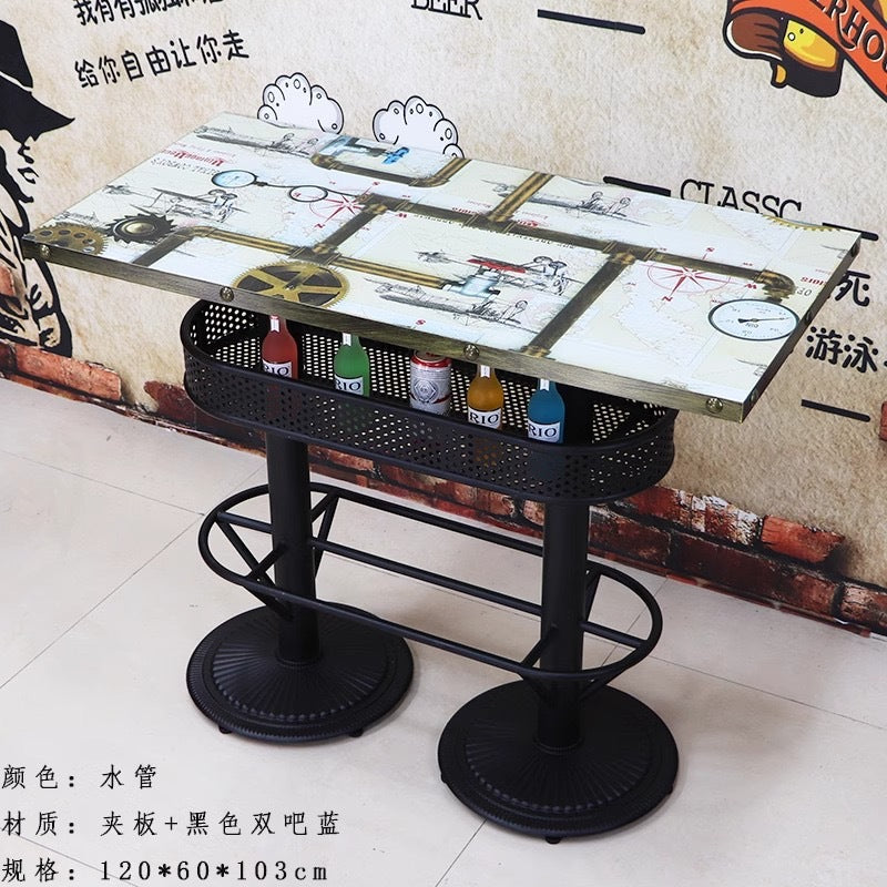 Bar clear bar ktv cafe high table and chair combination retro bar stool industrial style bistro loose table