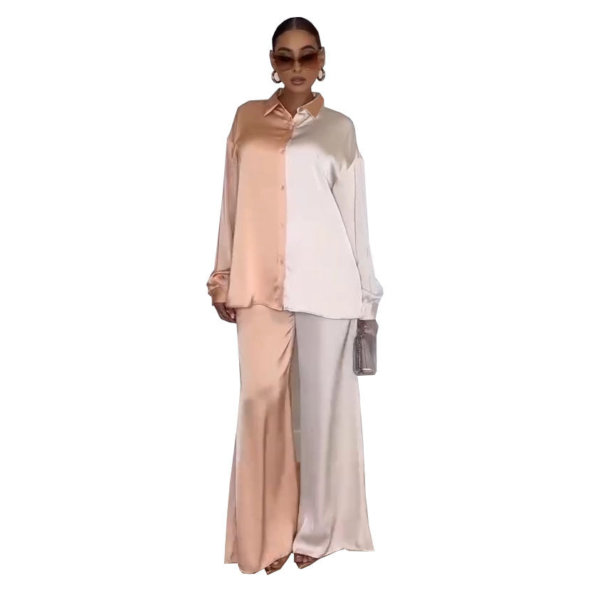 African cross-border sourcing:  new print two-tone top and pants casual set - basic women's clothing clearance