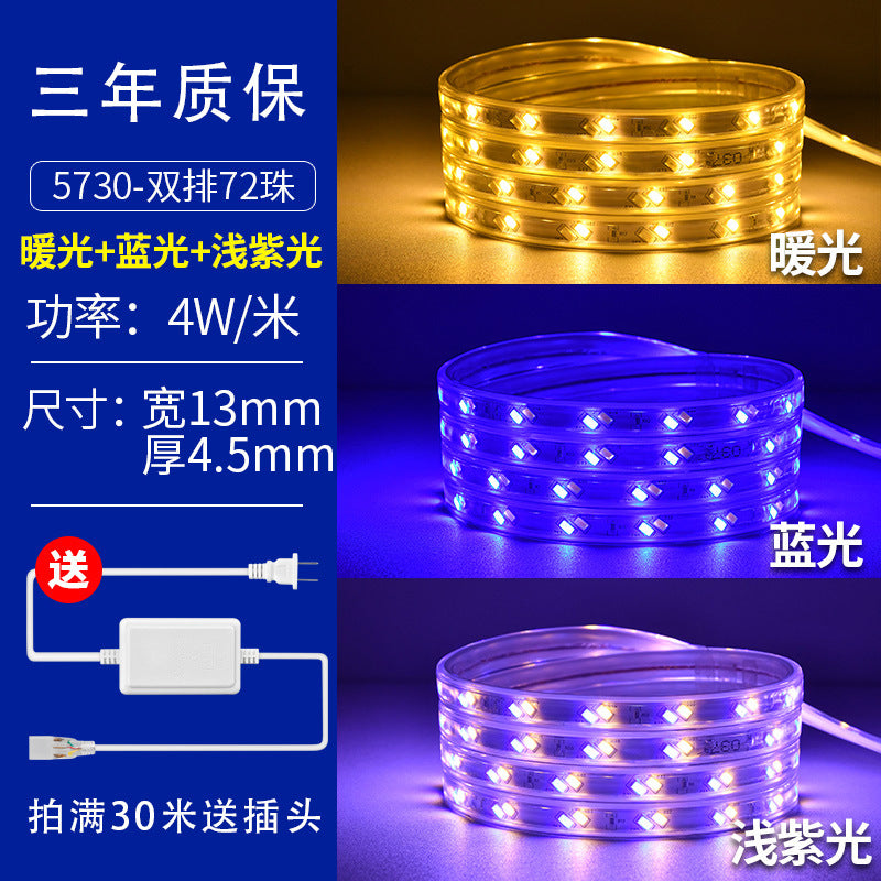 Led strip lights, tri-color dimmable, home use, color changing, living room ceiling, 220v outdoor waterproof rgb flexible strip lights