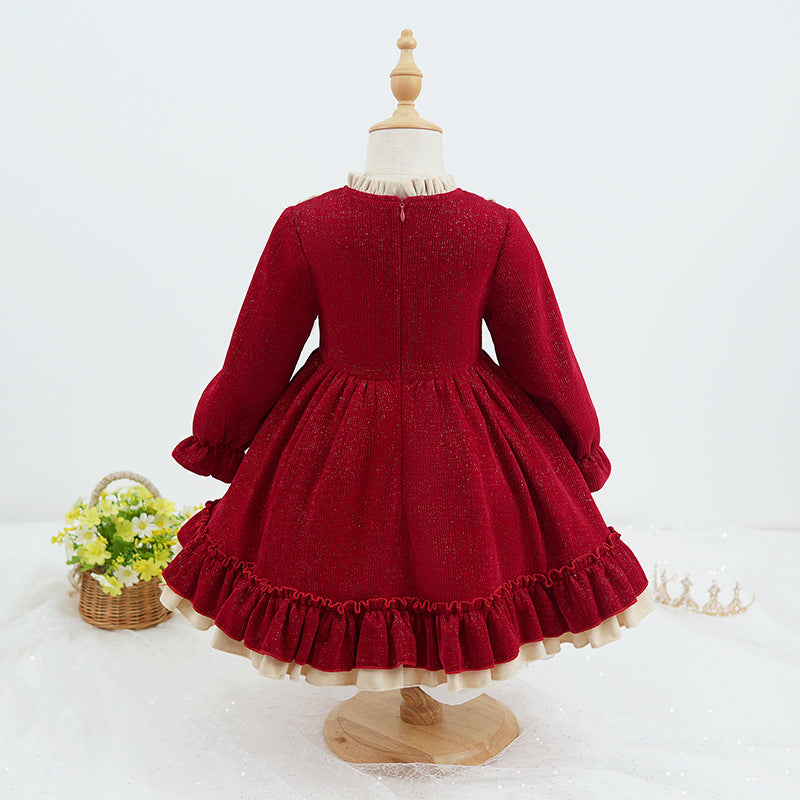 Ready-to-ship girls' dresses - autumn  new arrivals: lolita red kids' princess dress, stylish birthday tutu skirt