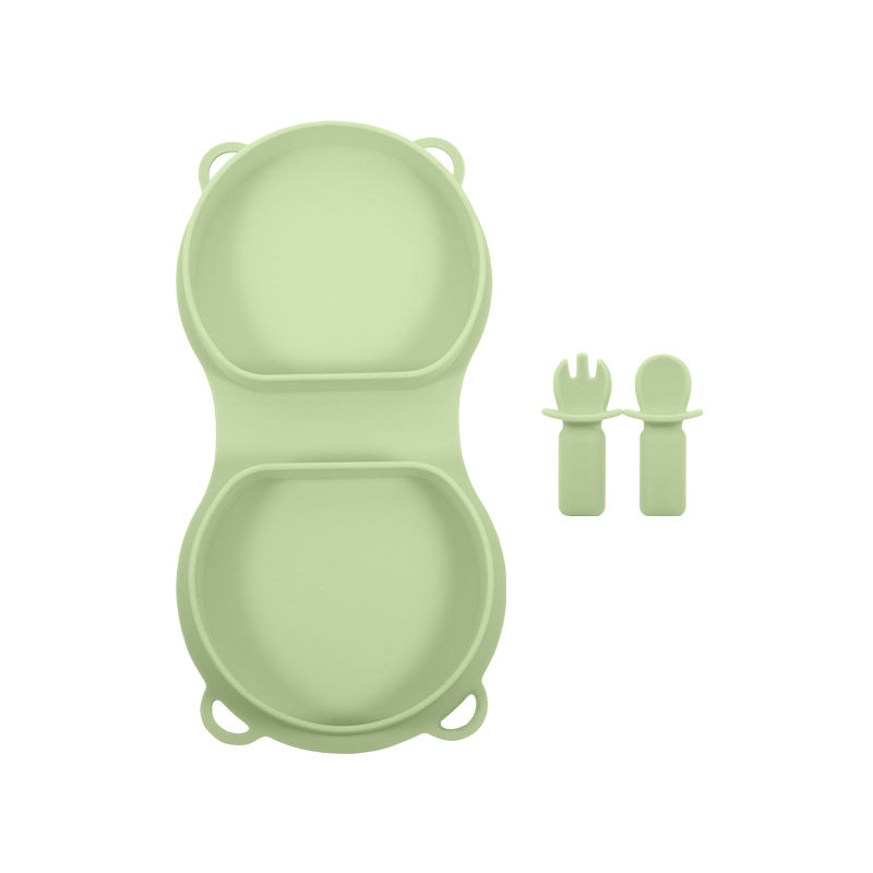 New Food Grade Silicone Toddler Plate Fork and Spoon Set Travel Silicone Baby Feeding Folding Lunch Box Set