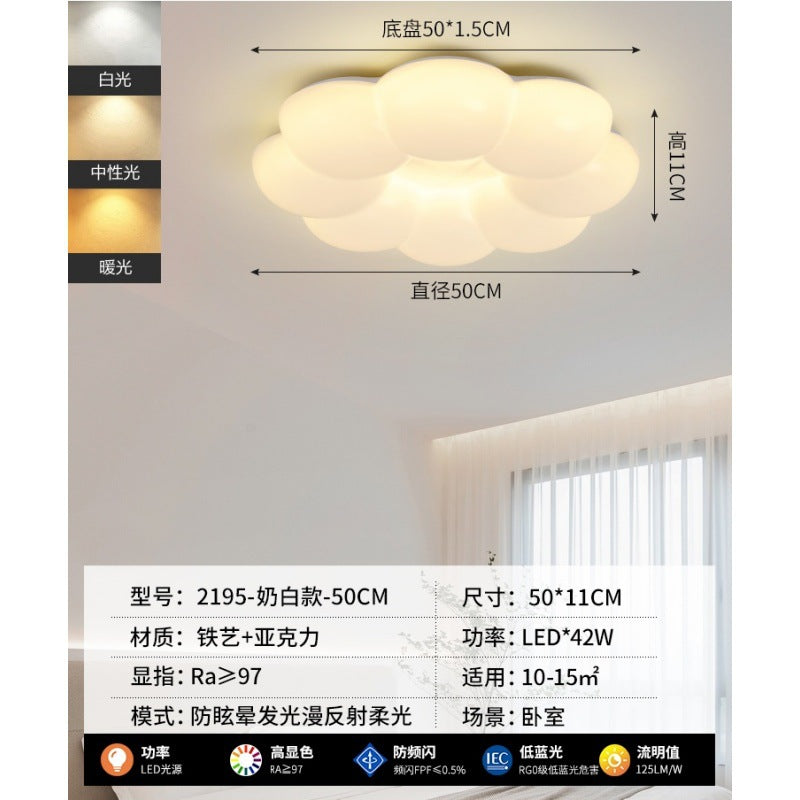 Huiyuan Cream Wind Master Bedroom Light Modern Jane Cloud Children's Room Lighting Restaurant LED Ceiling Light E
