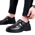 Special big salemen leather shoes summer new chinoiserie lightweight soft bottom crocs shoes breathable cut out men's shoes men sandals