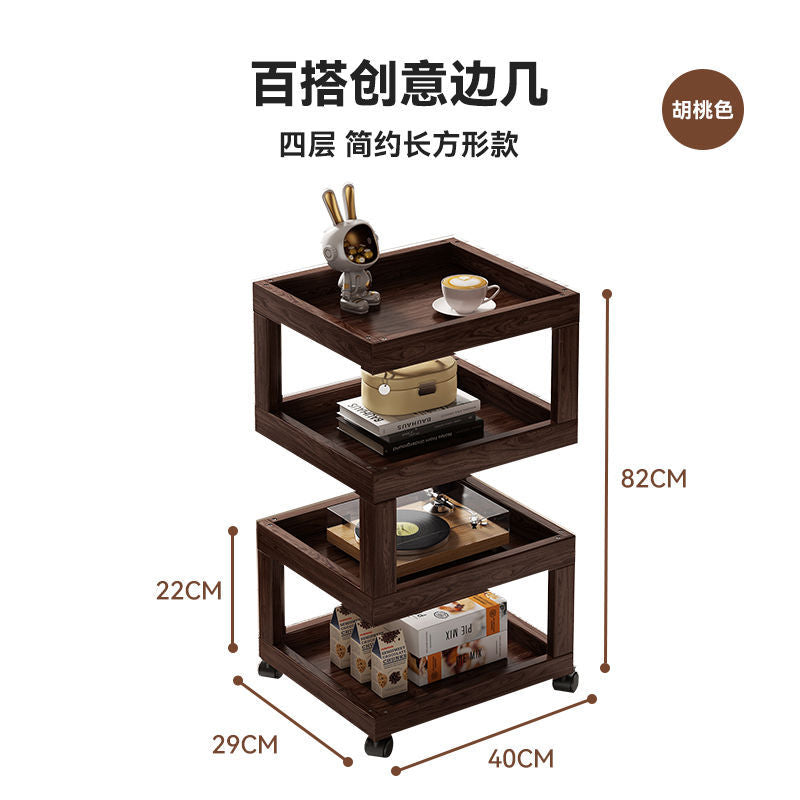 Solid wood bedside table bedside storage rack bedroom coffee table living room for home small new arrival log style ultra-narrow side table