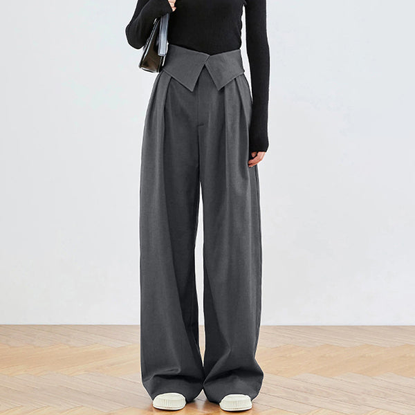 2024 spring new design French gray commuter drape suit pants high waist thin wide leg trousers women's clothing