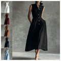 European and american cross-border independent station  summer new fashion casual stand collar elegant trendy button-down dress