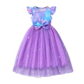 Girls' dress, fish scale flutter sleeve mesh dress
