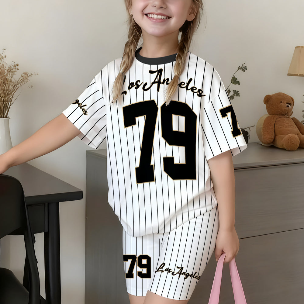wholesale girls' short-sleeve and shorts sets, fashionable spring, summer, and autumn outfits for girls