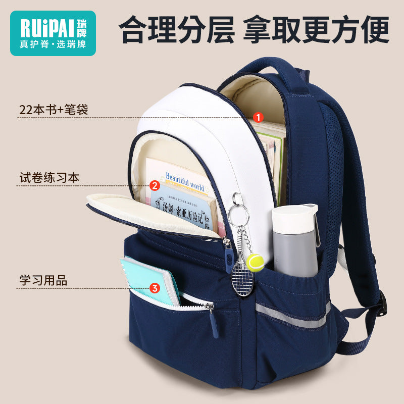 Rui brand schoolbag for female primary school students 1-3-6 grade large-capacity ultra-light children's spine care to reduce the burden Primary school bag
