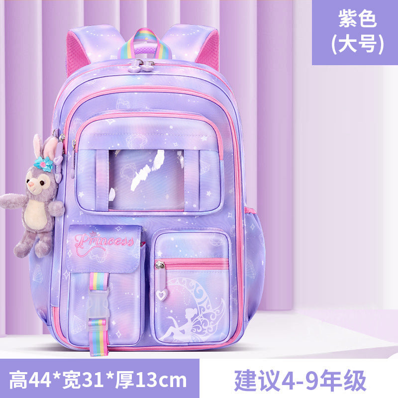 New primary school schoolbag women's lightweight large-capacity refrigerator side opening to reduce the burden of dream children's backpack for grades 1-6