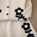 Knitted two-piece set: new autumn/winter girls' sweater dress outfit - little girl's big collar cardigan top set