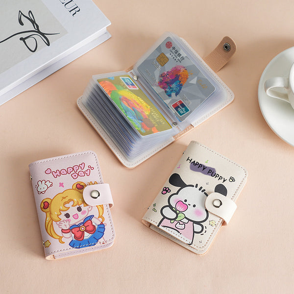 New big-eared dog cartoon card bag, women's anti-degaussing multi-card position, large-capacity ID card holder, ultra-thin change bag.