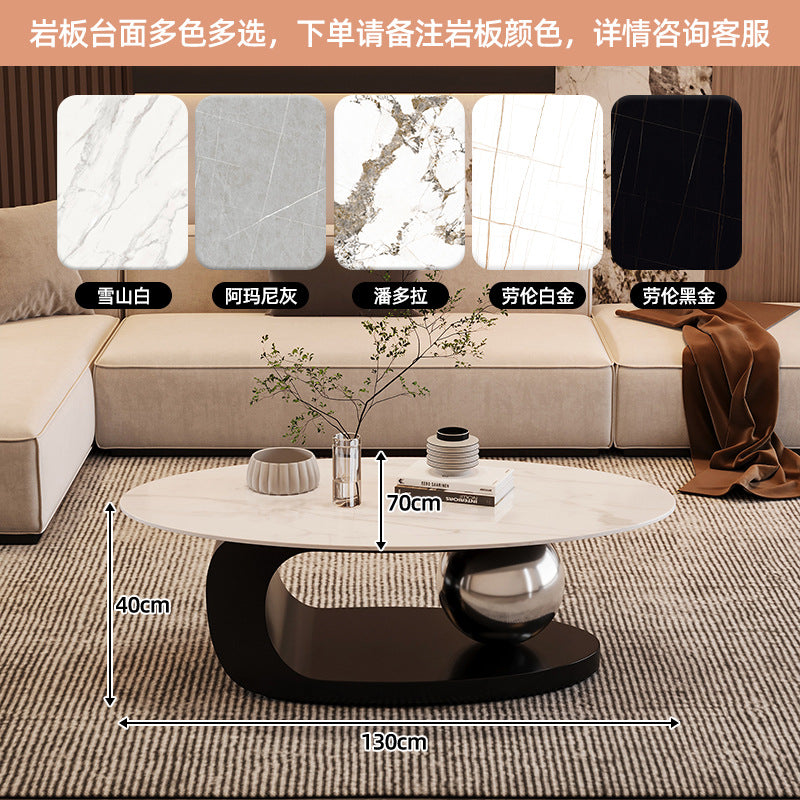 Living room slate coffee table combination simple modern small apartment for home italian normcoreaccessible luxurypopular oval sofa table