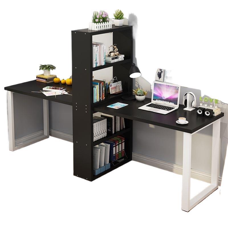 Minimalist computer desk, light luxury desk with bookshelf combination, double desk, student and children's writing desk with integrated bookshelf