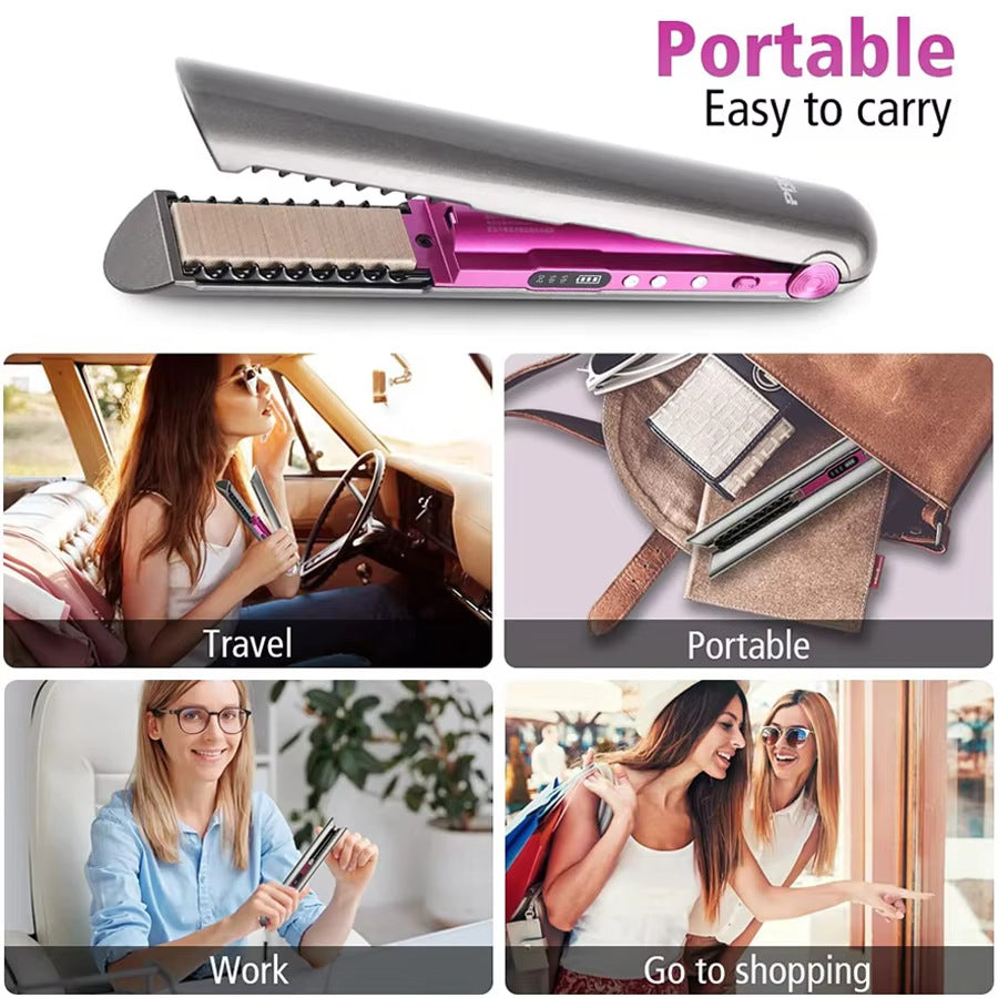 Cross-border explosion new wireless hair straightener curling iron straight roll dual-purpose multi-gear adjustment constant temperature splint portable roll