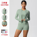 New arrival: barely-there brushed solid color outerwear with casual yoga set - perfect for outdoor running, sports, and fitness (3-piece set)
