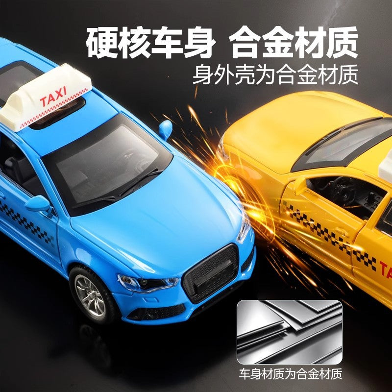 Large alloy taxi kids toy - realistic taxi car model with opening doors - ride-hailing vehicle toy for boys