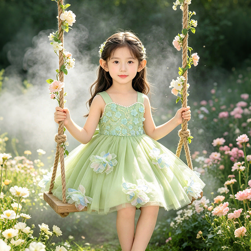 Girls' birthday dress: stunning fairy princess gown - high-end, stylish, perfect for hosts, piano performances, and stage shows