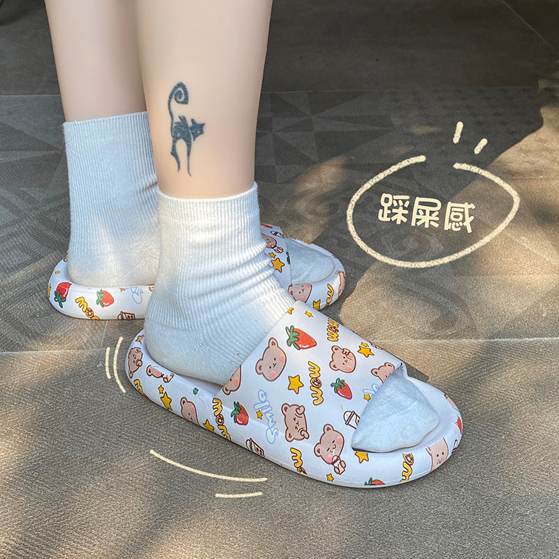 Women's new summer slippers: cloud-like comfort, cute & trendy, perfect for indoor/outdoor wear, soft sole, bathroom-friendly, non-slip, cartoon design, student-friendly sandals