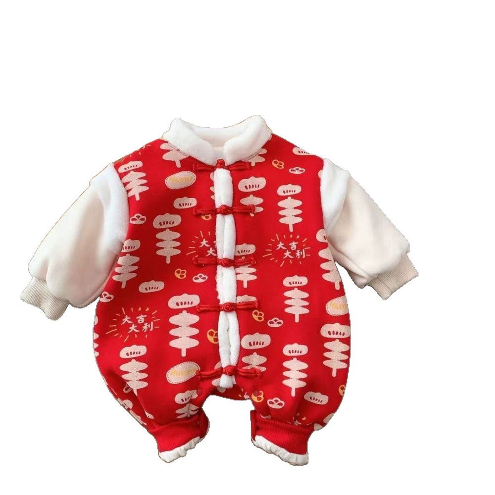 Baby winter clothes quilted thickened outfit for boys and girls, newborn swaddle romper, autumn and winter warm bodysuit